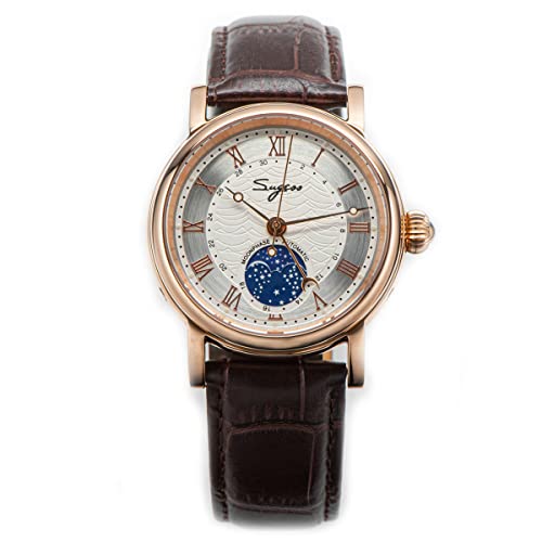 LOve Peace Moonphase Automatische Mechanische Herrenuhr Armbanduhren Möwe Uhrwerk ST2108 Wasserdichte Uhr Saphirglas Uhren Roségold Retro, rose gold, Retro von LOve Peace