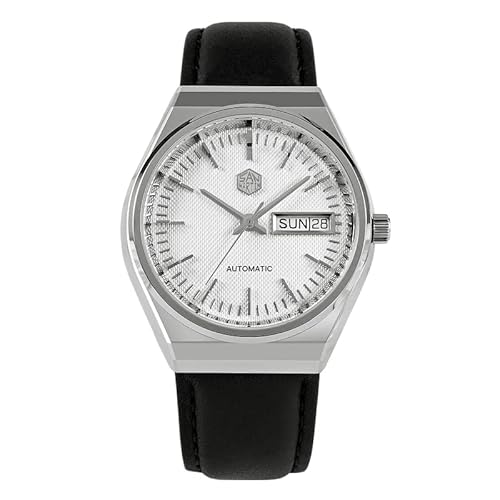 San Martin 4883 Luxuriöse Herrenuhren, modische Möwe 2836, automatische mechanische Armbanduhr, weiß (SN0102-G), weiß, Kleid von love & peace