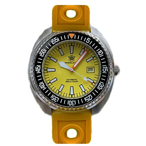 LOve Peace STEELDIVE SD1983 Taucheruhr Keramiklünette NH35 Automatikwerk Mechanische Luxus Armbanduhren Herren (Yellow) von love & peace