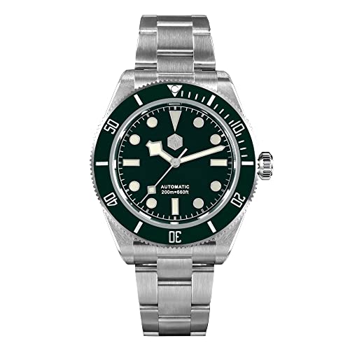 San Martin SN008G V3 Retro Kleid formelle Uhren PT5000 Mov't Armband Saphir 20 Bar wasserdicht automatische Edelstahl-Uhr (grün), Mechanisch von love & peace