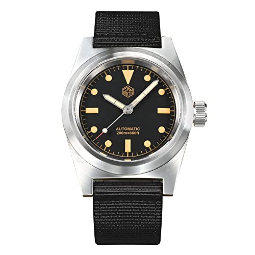 LOve Peace San Martin SN029GC Flieger Herrenuhr Vintage Military YN55 Automatik Nylonarmband Armbanduhren (Black) von love & peace