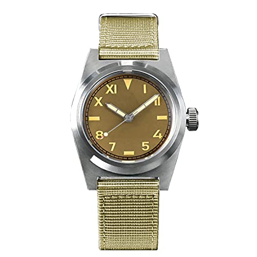 San Martin SN031G Custom Retro Military Uhren Saphirglas 200 m wasserdicht, automatische Edelstahl-Taucher-Armbanduhr für Herren, gelb, Pilot von LOve Peace