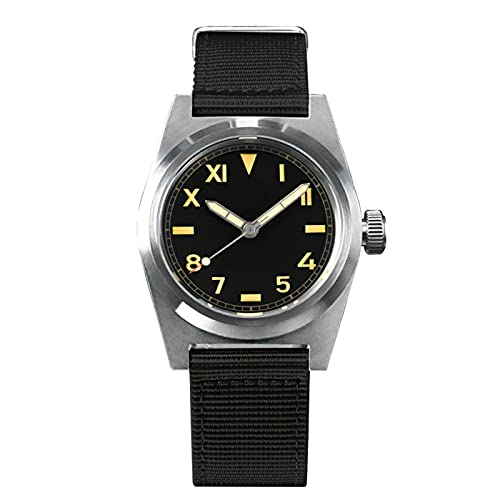 San Martin SN031G Retro-Militär-Uhren, 38 mm, Saphirglas, 200 m, wasserdicht, automatische Taucher-Armbanduhr aus Edelstahl, für Herren, Schwarz , 3 von LOve Peace