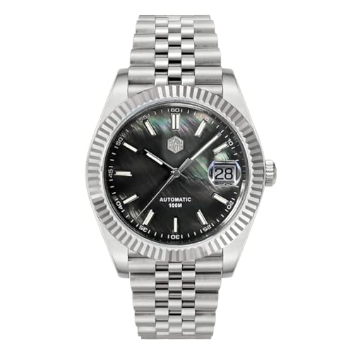 San Martin SN058G Klassische Luxus-Armbanduhren für Herren, automatisch, mechanisch, Saphirglas, 10 bar, Jubiläumsarmband, Version 5, Armband von love & peace