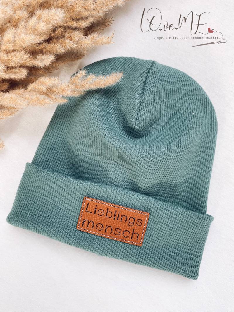 Lieblingsmensch Hipster-Beanie Aus Doppellagiger Baumwolle Öko-Tex 100 - Patch Label Mütze Baby/Kinder von LOveMESewing