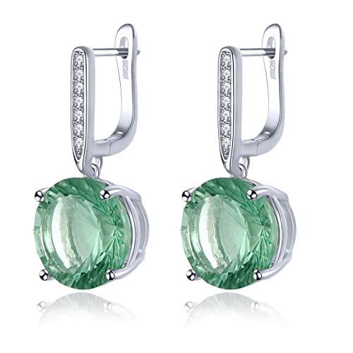 LP LOHASPIE 13.76 Karats Natürliche Grün Fluorit Tropfen Ohrringe für Frauen Mädchen 925 Sterling Silber Edelstein Ohrring CZ Elegante Art Feiner Schmuck für Geburtstag Muttertag Weihnachten (Grün) von LP LOHASPIE