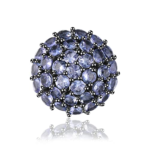 LP LOHASPIE Natürliche Tansanit Frauen Brosche Solid 925 Sterling Silber Birthstone Pins für Frauen Formale Kleidung Schwarz Rhodium überzogener feiner Schmuck (Tansanit) von LP LOHASPIE