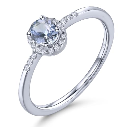 LP LOHASPIE Natürliche Tansanit Ringe für Frauen Mädchen S925 Sterling Silber Edelstein Birthstone Versprechen Ring Rhodium überzogener eleganter feiner Schmuck (Natürliche Tansanit, N 1/2) von LP LOHASPIE