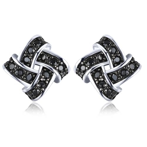 LP LOHASPIE Natürliche schwarze Spinell Ohrstecker für Frauen Mädchen S925 Sterling Silber Birthstone Ohrring Feiner Schmuck für Geburtstag Muttertag (Schwarz) von LP LOHASPIE