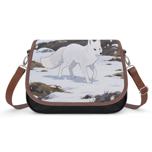 Arctic Foxes on The Tundra Crossbody-Tasche für Damen, abnehmbare Träger und Reißverschluss, Leder-Schultertaschen, Damen-Handtaschen, Clutch-Geldbörse von LPAGBCNU