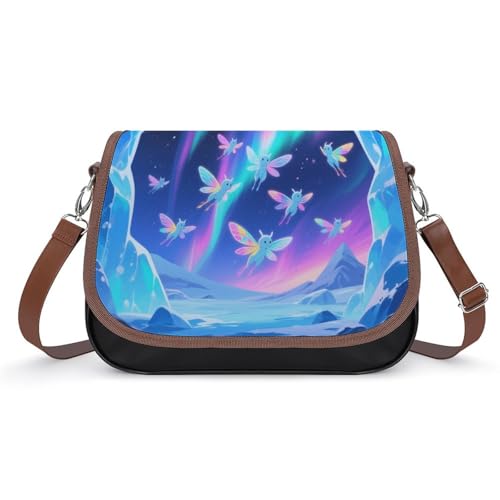 Aurora Elf Crossbody-Tasche für Damen, abnehmbare Träger und Reißverschluss, Leder-Schultertaschen, Damen-Handtaschen, Clutch-Geldbörse von LPAGBCNU