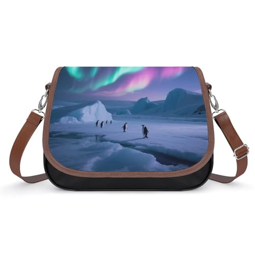 Aurora Ice Fields Crossbody-Tasche für Damen, abnehmbare Träger und Reißverschluss, Leder-Schultertaschen, Damen-Handtaschen, Clutch-Geldbörse von LPAGBCNU