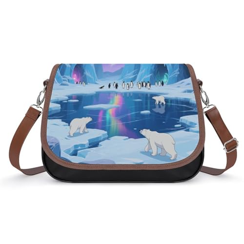 Aurora Ice Lake Crossbody-Tasche für Damen, abnehmbare Träger und Reißverschluss, Leder-Schultertaschen, Damen-Handtaschen, Clutch-Geldbörse von LPAGBCNU