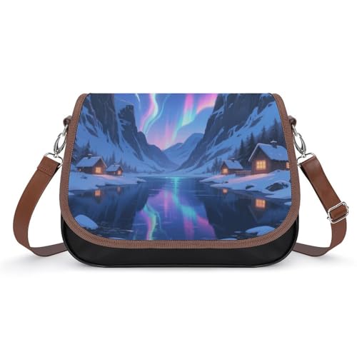 Aurora Valley Crossbody-Tasche für Damen, abnehmbare Träger und Reißverschluss, Leder-Schultertaschen, Damen-Handtaschen, Clutch-Geldbörse von LPAGBCNU