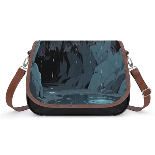 Cave Bats Crossbody-Tasche für Damen, abnehmbare Träger und Reißverschluss, Leder-Schultertaschen, Damen-Handtaschen, Clutch-Geldbörse von LPAGBCNU