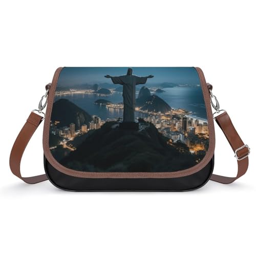 Christ of Janeiro Crossbody-Tasche für Damen, abnehmbare Träger und Reißverschluss, Leder-Schultertaschen, Damen-Handtaschen, Clutch-Geldbörse von LPAGBCNU