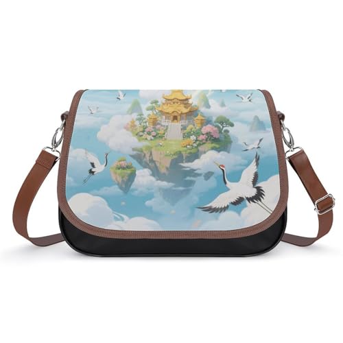 Cloud Sea Fairy Island Umhängetasche für Damen, abnehmbare Träger und Reißverschluss, Leder-Schultertaschen, Damen-Handtaschen, Clutch-Geldbörse von LPAGBCNU