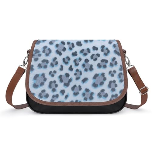 Crossbody-Tasche für Damen, Motiv: Eis, Schnee, Leopardenmuster, abnehmbare Träger und Reißverschluss, Leder-Schultertaschen, Damen-Handtaschen, Clutch-Geldbörse von LPAGBCNU