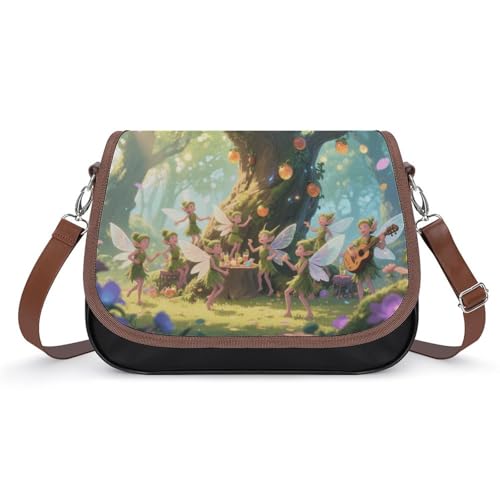 Elf Gathering Crossbody-Tasche für Damen, abnehmbare Träger und Reißverschluss, Leder-Schultertaschen, Damen-Handtaschen, Clutch-Geldbörse von LPAGBCNU