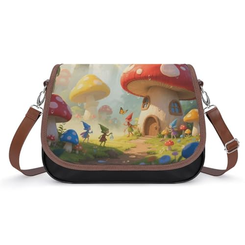 Elfen-Pilzwald-Crossbody-Tasche für Damen, abnehmbare Träger und Reißverschluss, Leder-Schultertaschen, Damen-Handtaschen, Clutch-Geldbörse Elfen-Pilzwald-Crossbody-Tasche für Damen, abnehmbare Träger und Reißverschluss, Leder-Schultertaschen, Damen-Handtaschen, Clutch-Geldbörse von LPAGBCNU