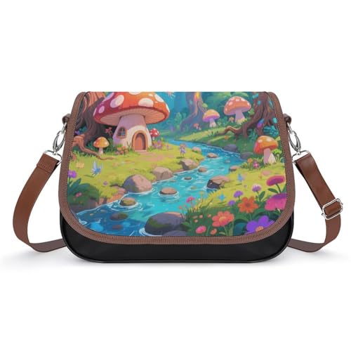 Fantasy Forest Crossbody-Tasche für Damen, abnehmbare Träger und Reißverschluss, Leder-Schultertaschen, Damen-Handtaschen, Clutch-Geldbörse von LPAGBCNU