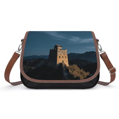 Great Wall Beacon Tower Crossbody-Tasche für Damen, abnehmbare Träger und Reißverschluss, Leder-Schultertaschen, Damen-Handtaschen, Clutch-Geldbörse Great Wall Beacon Tower Crossbody-Tasche für Damen, abnehmbare Träger und Reißverschluss, Leder-Schultertaschen, Damen-Handtaschen, Clutch-Geldbörse von LPAGBCNU