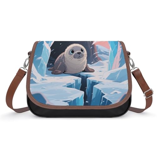 Ice Field Seal Crossbody-Tasche für Damen, abnehmbare Träger und Reißverschluss, Leder-Schultertaschen, Damen-Handtaschen, Clutch-Geldbörse Ice Field Seal Crossbody-Tasche für Damen, abnehmbare Träger und Reißverschluss, Leder-Schultertaschen, Damen-Handtaschen, Clutch-Geldbörse von LPAGBCNU