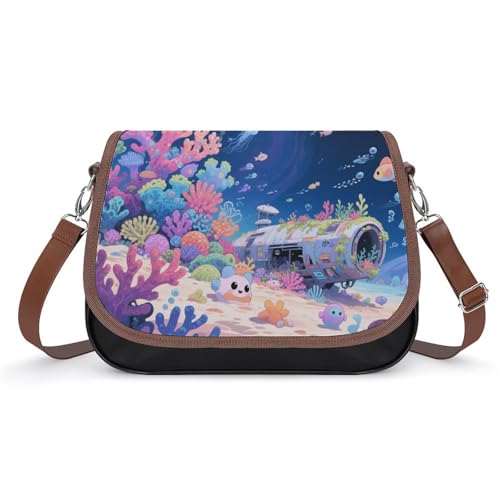 Interstellar Coral Reef Crossbody-Tasche für Damen, abnehmbare Träger und Reißverschluss, Leder-Schultertaschen, Damen-Handtaschen, Clutch-Geldbörse Interstellar Coral Reef Crossbody-Tasche für Damen, abnehmbare Träger und Reißverschluss, Leder-Schultertaschen, Damen-Handtaschen, Clutch-Geldbörse von LPAGBCNU
