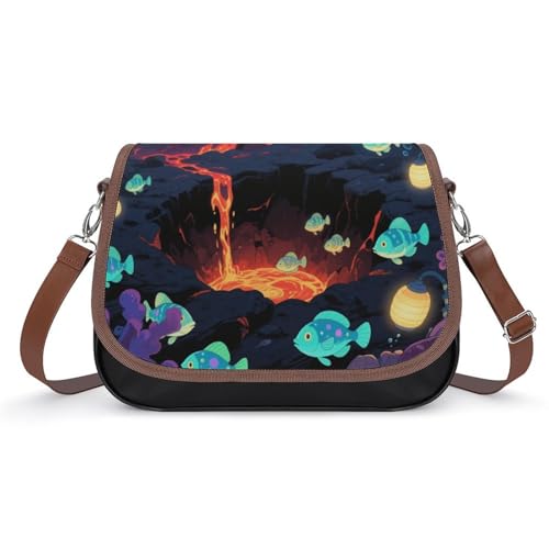 Lantern Fish near The Crater Crossbody-Tasche für Damen, abnehmbare Träger und Reißverschluss, Leder-Schultertaschen, Damen-Handtaschen, Clutch-Geldbörse Lantern Fish near The Crater Crossbody-Tasche für Damen, abnehmbare Träger und Reißverschluss, Leder-Schultertaschen, Damen-Handtaschen, Clutch-Geldbörse von LPAGBCNU