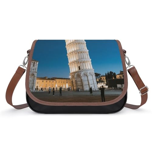 Leaning Tower of Pisa Crossbody-Tasche für Damen, abnehmbare Träger und Reißverschluss, Leder-Schultertaschen, Damen-Handtaschen, Clutch-Geldbörse von LPAGBCNU
