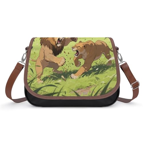 Lions on The Grasslands Crossbody-Tasche für Damen, abnehmbare Träger und Reißverschluss, Leder-Schultertaschen, Damen-Handtaschen, Clutch-Geldbörse Lions on The Grasslands Crossbody-Tasche für Damen, abnehmbare Träger und Reißverschluss, Leder-Schultertaschen, Damen-Handtaschen, Clutch-Geldbörse von LPAGBCNU