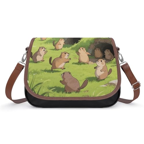 Marmots Outside The Caves Crossbody-Tasche für Damen, abnehmbare Träger und Reißverschluss, Leder-Schultertaschen, Damen-Handtaschen, Clutch-Geldbörse von LPAGBCNU