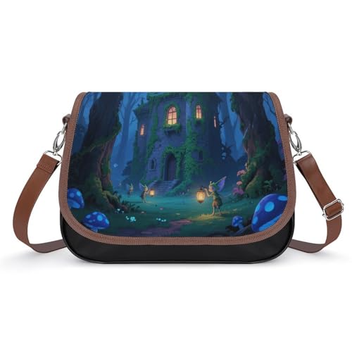 Moonlight Castle Forest Crossbody-Tasche für Damen, abnehmbare Träger und Reißverschluss, Leder-Schultertaschen, Damen-Handtaschen, Clutch-Geldbörse Moonlight Castle Forest Crossbody-Tasche für Damen, abnehmbare Träger und Reißverschluss, Leder-Schultertaschen, Damen-Handtaschen, Clutch-Geldbörse von LPAGBCNU