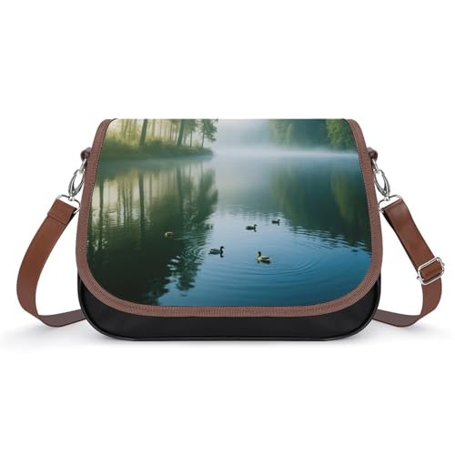 Morning Mist Lakes Crossbody-Tasche für Damen, abnehmbare Träger und Reißverschluss, Leder-Schultertaschen, Damen-Handtaschen, Clutch-Geldbörse Morning Mist Lakes Crossbody-Tasche für Damen, abnehmbare Träger und Reißverschluss, Leder-Schultertaschen, Damen-Handtaschen, Clutch-Geldbörse von LPAGBCNU