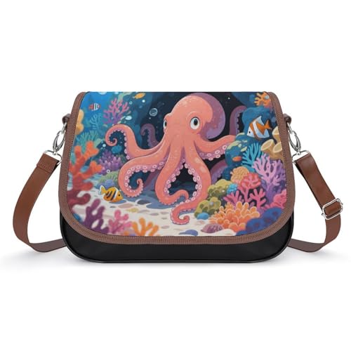 Octopuses in The Coral Reefs Crossbody-Tasche für Damen, abnehmbare Träger und Reißverschluss, Leder-Schultertaschen, Damen-Handtaschen, Clutch-Geldbörse Octopuses in The Coral Reefs Crossbody-Tasche für Damen, abnehmbare Träger und Reißverschluss, Leder-Schultertaschen, Damen-Handtaschen, Clutch-Geldbörse von LPAGBCNU
