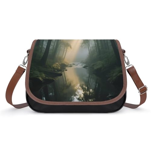 Quiet Streams Crossbody-Tasche für Damen, abnehmbare Träger und Reißverschluss, Leder-Schultertaschen, Damen-Handtaschen, Clutch-Geldbörse von LPAGBCNU