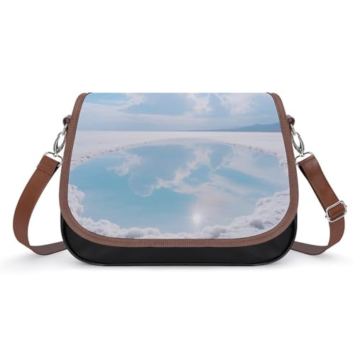 Salt Lake Mirror Sky Crossbody-Tasche für Damen, abnehmbare Träger und Reißverschluss, Leder-Schultertaschen, Damen-Handtaschen, Clutch-Geldbörse von LPAGBCNU
