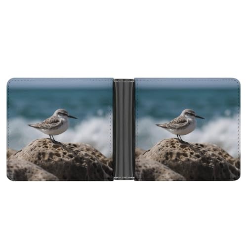 Schlanke Geldbörse, kompakt, faltbar, Vogel sitzend auf dem Felsen, Ledergeldbörsen, minimalistische Geldbörsen für Herren, mit Kreditkartenfach, Leder-Münzschlitz, Ausweisfenster, Unisex Schlanke Geldbörse, kompakt, faltbar, Vogel sitzend auf dem Felsen, Ledergeldbörsen, minimalistische Geldbörsen für Herren, mit Kreditkartenfach, Leder-Münzschlitz, Ausweisfenster, Unisex von LPAGBCNU