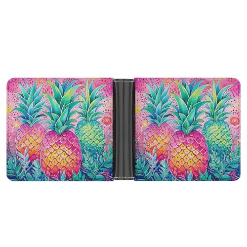 Schlanke Geldbörse, kompakt, faltbar, drei große Ananas, Ledergeldbörsen, minimalistische Geldbörsen für Herren, mit Kreditkartenfach, Leder-Münzschlitz, Ausweisfenster, Unisex Schlanke Geldbörse, kompakt, faltbar, drei große Ananas, Ledergeldbörsen, minimalistische Geldbörsen für Herren, mit Kreditkartenfach, Leder-Münzschlitz, Ausweisfenster, Unisex von LPAGBCNU