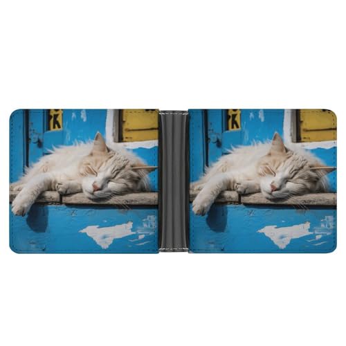 Schlanke Geldbörse, kompakt, faltbar, schlafende kleine Katze, Ledergeldbörse, minimalistische Brieftaschen für Herren, mit Kreditkartenfach, Leder-Münzschlitz, Ausweisfenster, Unisex Schlanke Geldbörse, kompakt, faltbar, schlafende kleine Katze, Ledergeldbörse, minimalistische Brieftaschen für Herren, mit Kreditkartenfach, Leder-Münzschlitz, Ausweisfenster, Unisex von LPAGBCNU