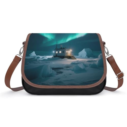 Starry Scientific Research Station Crossbody-Tasche für Damen, abnehmbare Träger und Reißverschluss, Leder-Schultertaschen, Damen-Handtaschen, Clutch-Geldbörse von LPAGBCNU