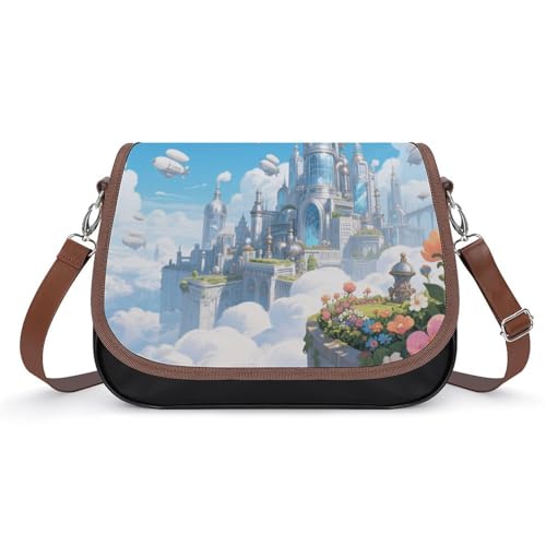 Steam Airship Cloud City Crossbody-Tasche für Damen, abnehmbare Träger und Reißverschluss, Leder-Schultertaschen, Damen-Handtaschen, Clutch-Geldbörse von LPAGBCNU