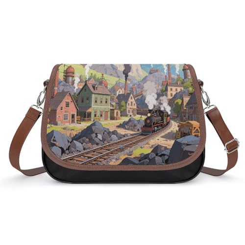 Steam Mining Town Crossbody-Tasche für Damen, abnehmbare Träger und Reißverschluss, Leder-Schultertaschen, Damen-Handtaschen, Clutch-Geldbörse Steam Mining Town Crossbody-Tasche für Damen, abnehmbare Träger und Reißverschluss, Leder-Schultertaschen, Damen-Handtaschen, Clutch-Geldbörse von LPAGBCNU