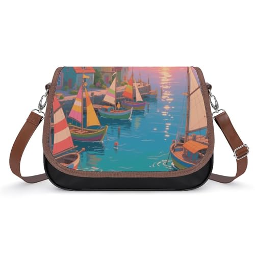 Sunset Harbor Crossbody-Tasche für Damen, abnehmbare Träger und Reißverschluss, Leder-Schultertaschen, Damen-Handtaschen, Clutch-Geldbörse Sunset Harbor Crossbody-Tasche für Damen, abnehmbare Träger und Reißverschluss, Leder-Schultertaschen, Damen-Handtaschen, Clutch-Geldbörse von LPAGBCNU