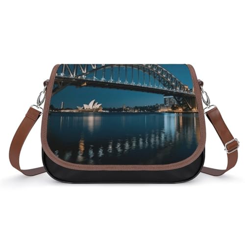 Sydney Harbour Bridge Crossbody-Tasche für Damen, abnehmbare Träger und Reißverschluss, Leder-Schultertaschen, Damen-Handtaschen, Clutch-Geldbörse von LPAGBCNU