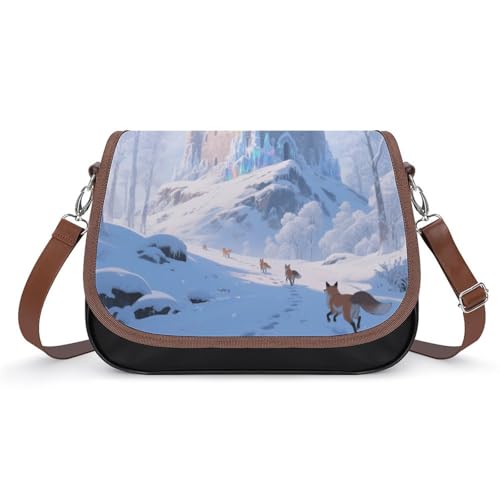 Umhängetasche für Damen, Motiv: Frost und Schnee, abnehmbare Träger und Reißverschluss, Leder-Schultertaschen, Damen-Handtaschen, Clutch-Geldbörse von LPAGBCNU