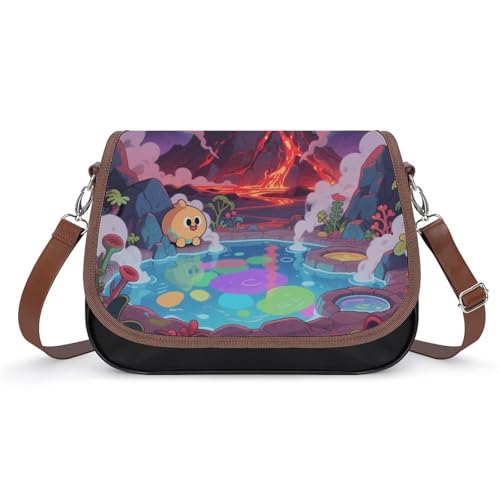 Volcanic Hot Springs Crossbody-Tasche für Damen, abnehmbare Träger und Reißverschluss, Leder-Schultertaschen, Damen-Handtaschen, Clutch-Geldbörse von LPAGBCNU