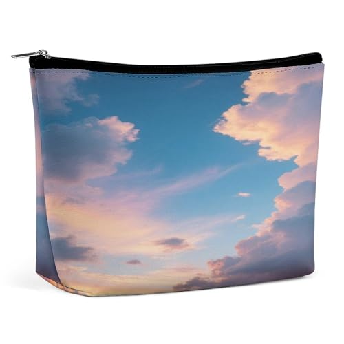 Wasserdichte Reise-Make-up-Tasche, Organizer, PU-Leder, Abenddämmerung, Wolken, Kosmetiktasche, kleiner Kulturbeutel, niedlich, tragbare Reißverschlusstasche für Damen und Herren, Reisezubehör von LPAGBCNU