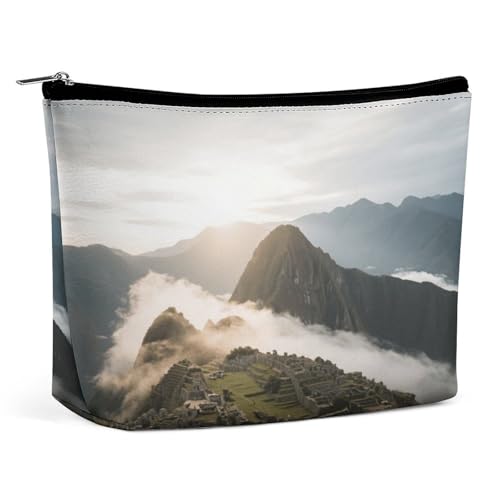 Wasserdichte Reise-Make-up-Tasche, Organizer, PU-Leder, Antik-Denkmäler, Wolkenmeer, Kosmetiktasche, kleine Kulturtasche, niedlich, tragbare Reißverschlusstasche für Damen und Herren, Reisezubehör Wasserdichte Reise-Make-up-Tasche, Organizer, PU-Leder, Antik-Denkmäler, Wolkenmeer, Kosmetiktasche, kleine Kulturtasche, niedlich, tragbare Reißverschlusstasche für Damen und Herren, Reisezubehör von LPAGBCNU