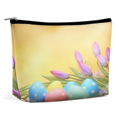 Wasserdichte Reise-Make-up-Tasche, Organizer, PU-Leder, April, Ostern, Kosmetiktasche, kleiner Kulturbeutel, niedlich, tragbare Reißverschlusstasche für Damen und Herren, Reisezubehör Wasserdichte Reise-Make-up-Tasche, Organizer, PU-Leder, April, Ostern, Kosmetiktasche, kleiner Kulturbeutel, niedlich, tragbare Reißverschlusstasche für Damen und Herren, Reisezubehör von LPAGBCNU